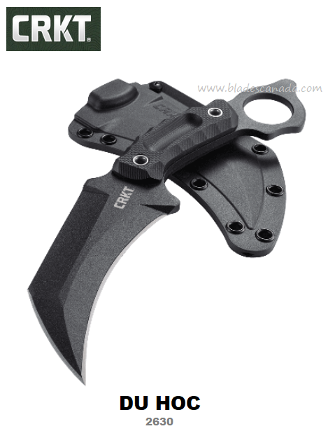 CRKT Du Hoc Karambit Fixed Blade Knife, SK5 Carbon, G10 Black, CRKT2630